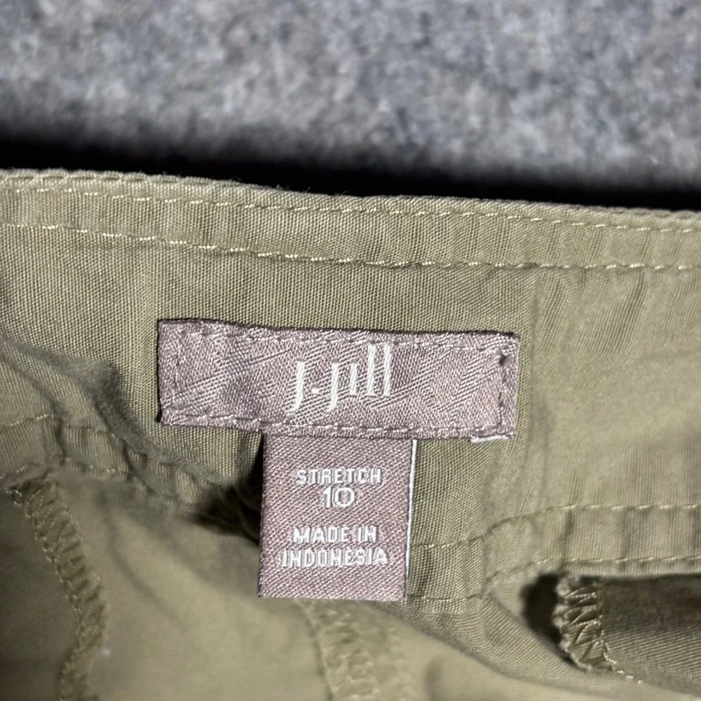 J.Jill Cargo Skirt Women 10 Olive‎ Green Drawstring Cotton Stretch Utility Mini